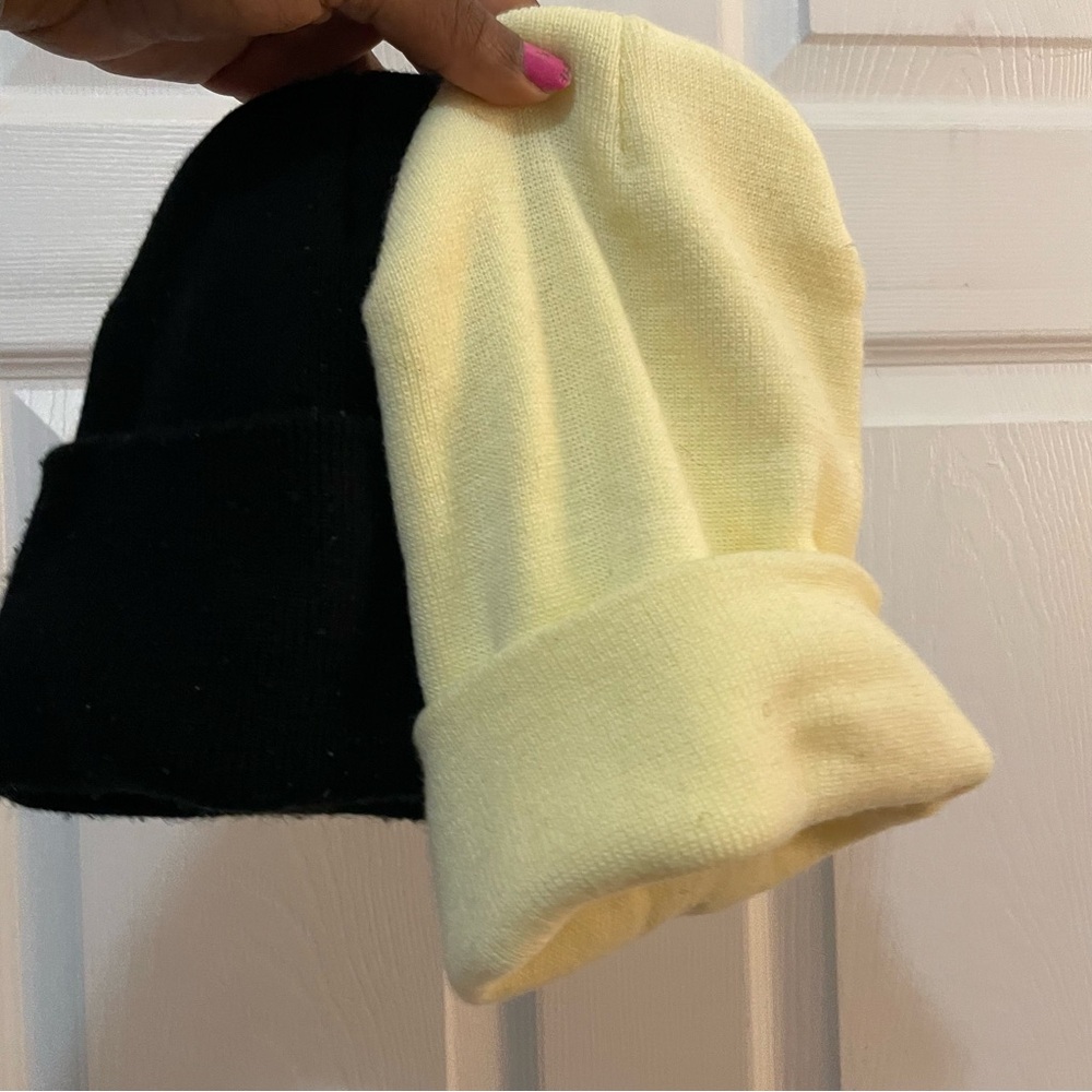 Unisex Knit Beanie Hat - Yellow and Black